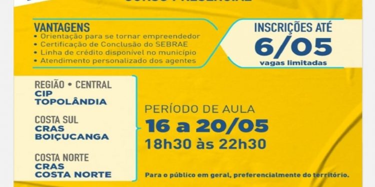 Prefeitura abre novas inscrições para cursos gratuitos a empreendedores sebastianenses